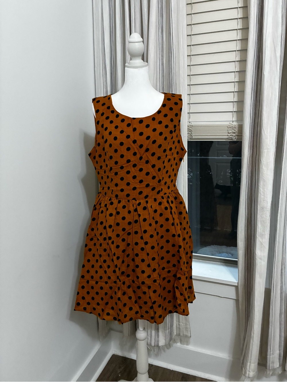 Tulip B Sleeveless Rust Polka Dot Midi Dress - Versatile Everyday Style